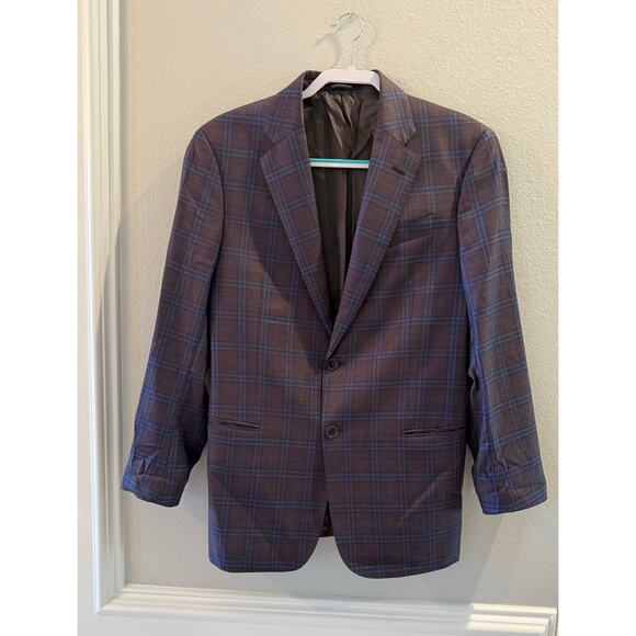 Emporio Armani G-Line Plaid Wool Super 130's Mens Sports Coat Sz 50 EU 40 US - Picture 1 of 10